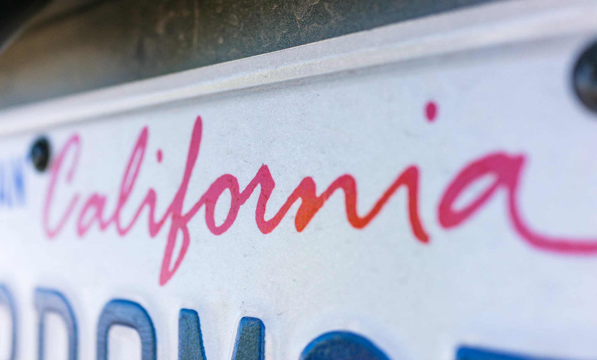 California license plate close-up
